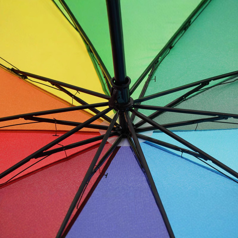三折大伞面彩虹伞印刷广告礼品雨伞折叠彩虹雨伞10骨彩虹伞礼品公