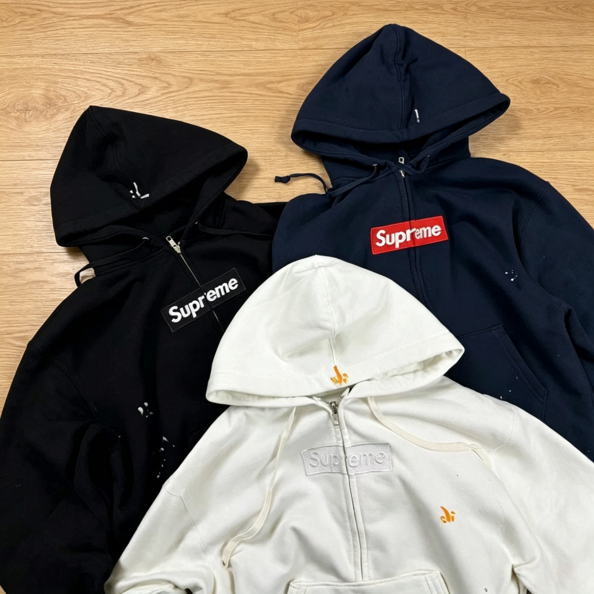 跨境现货26SSMM6马吉bogoBoxLogo联名泼墨拉链卫衣帽衫男女