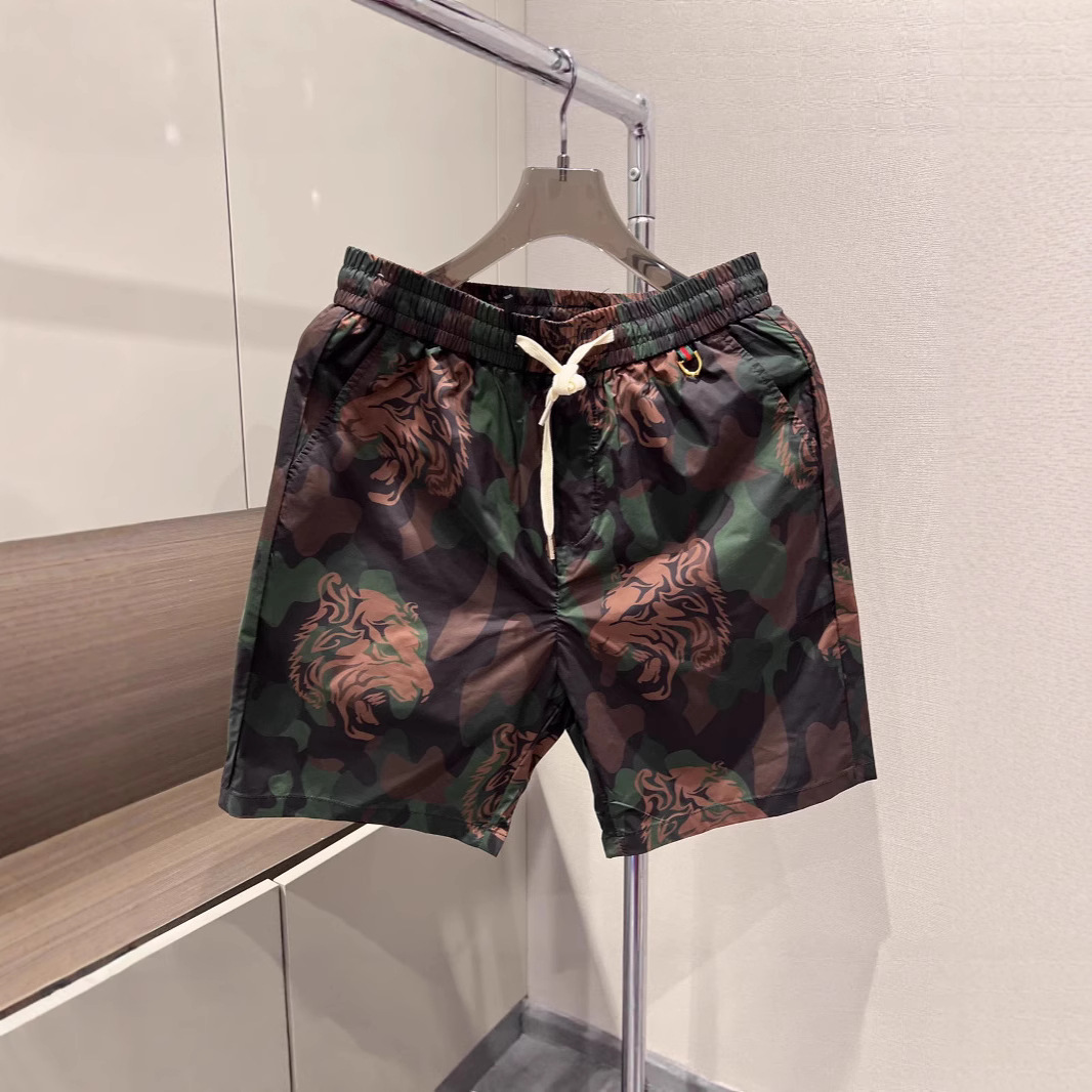Men's Ice Silk Casual Shorts Lightweight Breathable Tiger Print Summer Beach Streetwear Sports_viptrois.com