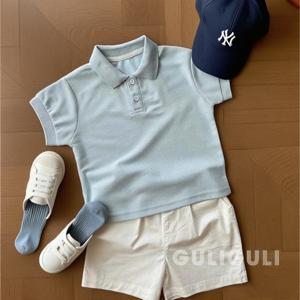 Boys Summer Suit Summer Handsome Loose Kidsren's Short-Sleeved Cotton T-Shirt Casual Shorts Baby Suit Korean Kidsren's Clothing