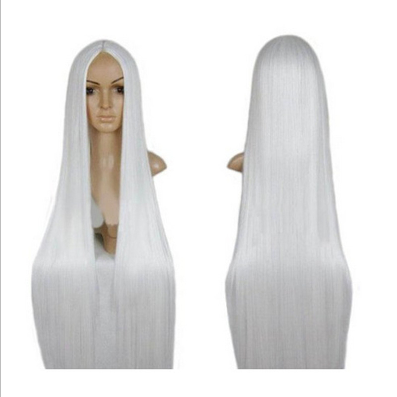Anime Cosplay Wig European American Style Center Parted Fashionable Bangs Extra Long Straight Hair Full Head Cover Synthetic Clip-in_voghion.com