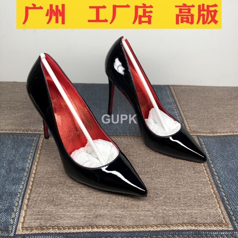 European and American Black Sexy Stiletto Heels Women's 2024 Spring and Autumn New Red Bottom Rhinestone Pointed Shallow Mouth Patent Leather Shoes