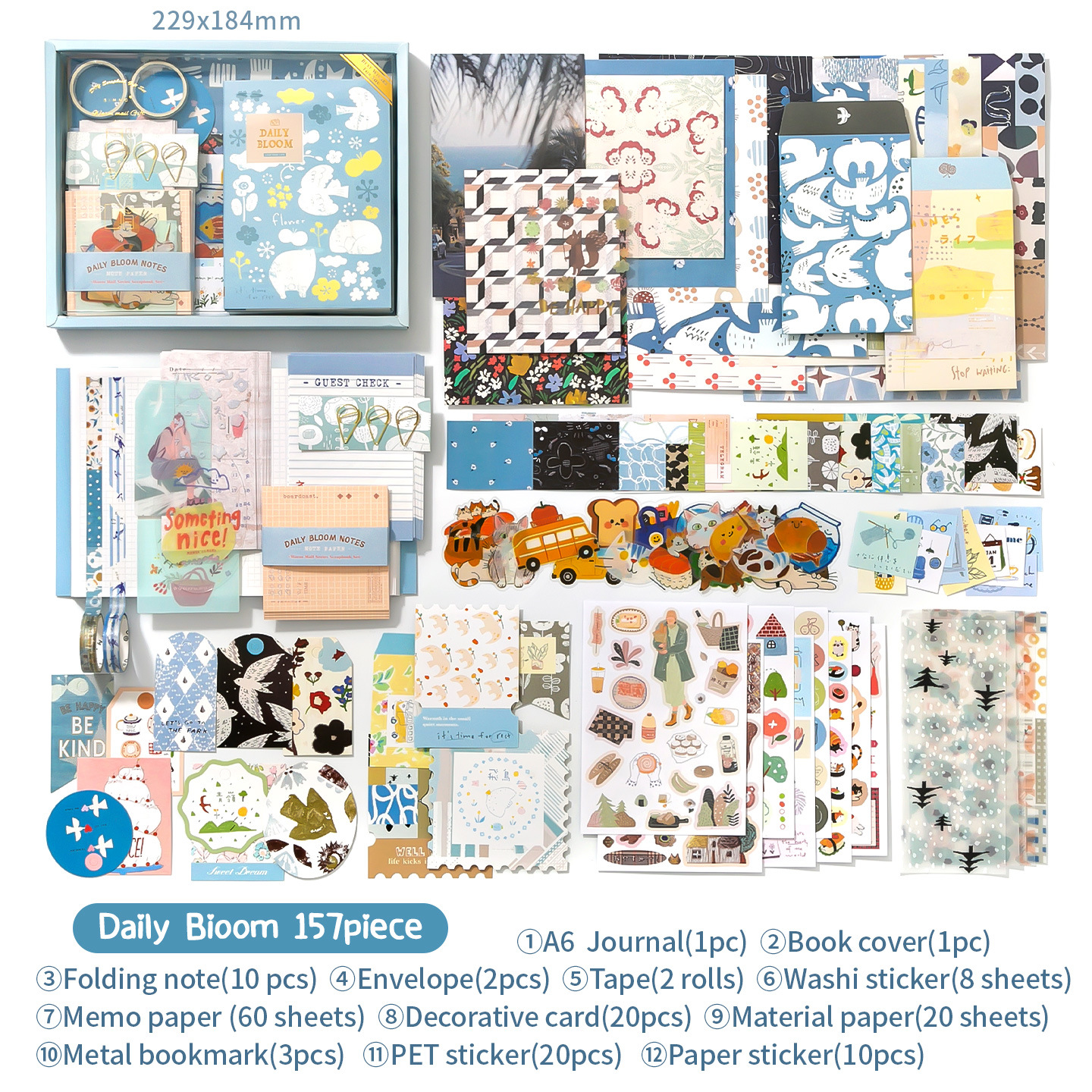 Core Mo Inglés edición europea y americana mariposa gráfica serie de cuaderno de mano material cuaderno de mano caja de regalo conjunto de cuaderno