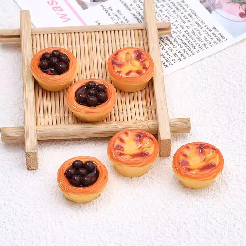 模擬食品おもちゃエッグタルト樹脂アクセサリー diy クリーム接着剤キーホルダー携帯電話ケース水カップ下駄装飾材料|undefined