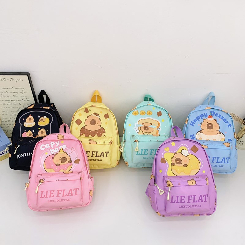2025 nueva mochila para niños, estilo occidental, lindo Kapibala, mochila para niños y niñas, mochila de bebé impresa de moda