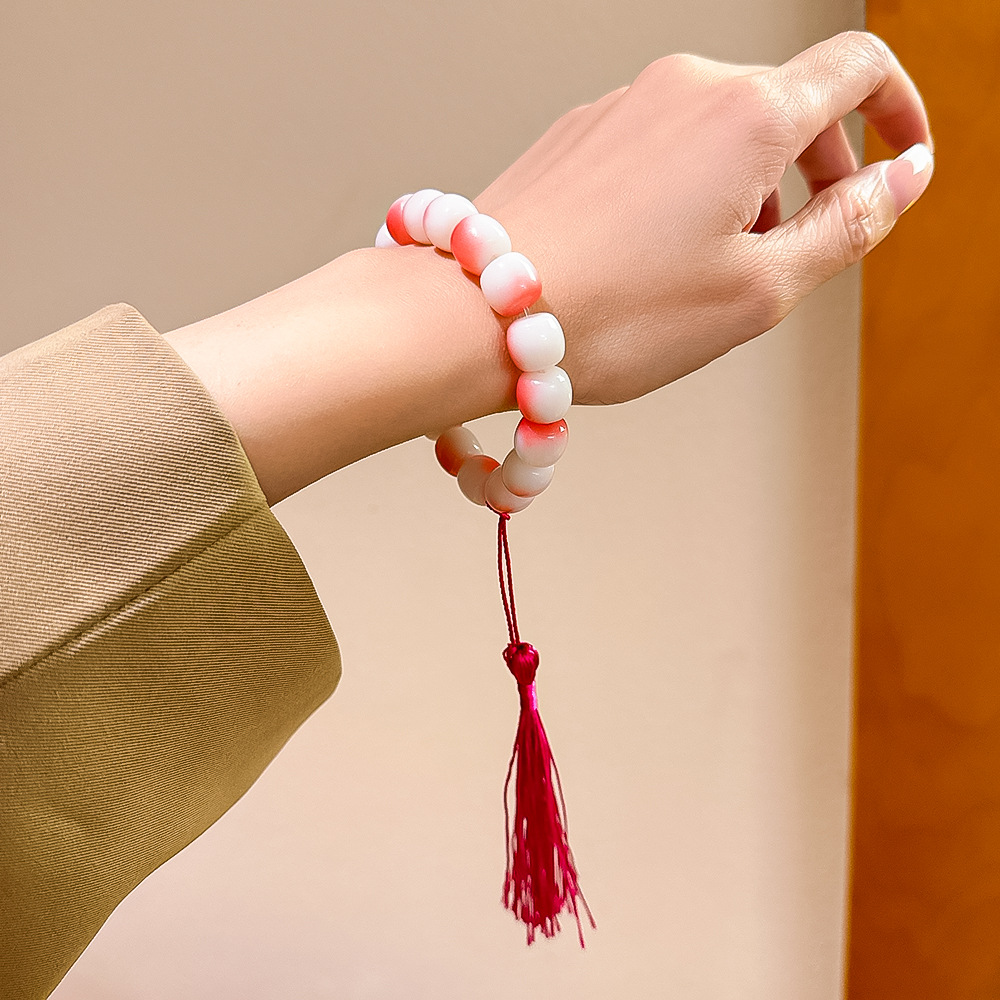 Pulsera de cuentas de plato, cuentas de mujer, plato de estudiante, meditación, estilo antiguo, nuevo estilo chino, cadena de placa de pulsera, estilo nacional, cuentas, mujer de mano