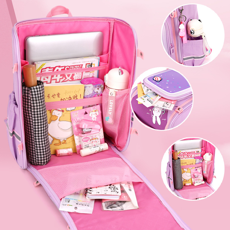 Peces naturales de la escuela primaria estudiante mochila femenina Grado 2-6 completo espacio abierto bolsa de impresión logo de una sola pieza de entrega transfronteriza