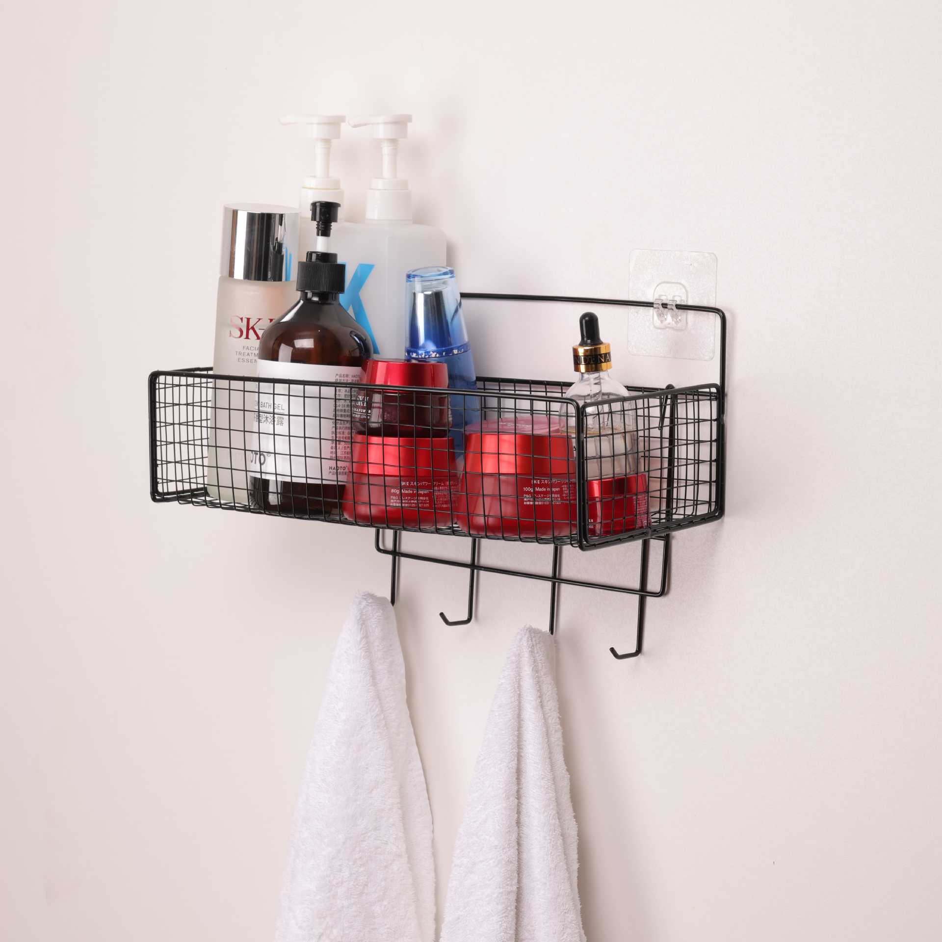 Kitchen Storage Rack Bathroom Toilet Hanging Wall-free Holing Dormitory Storage Iron Storage Rack Installation-free