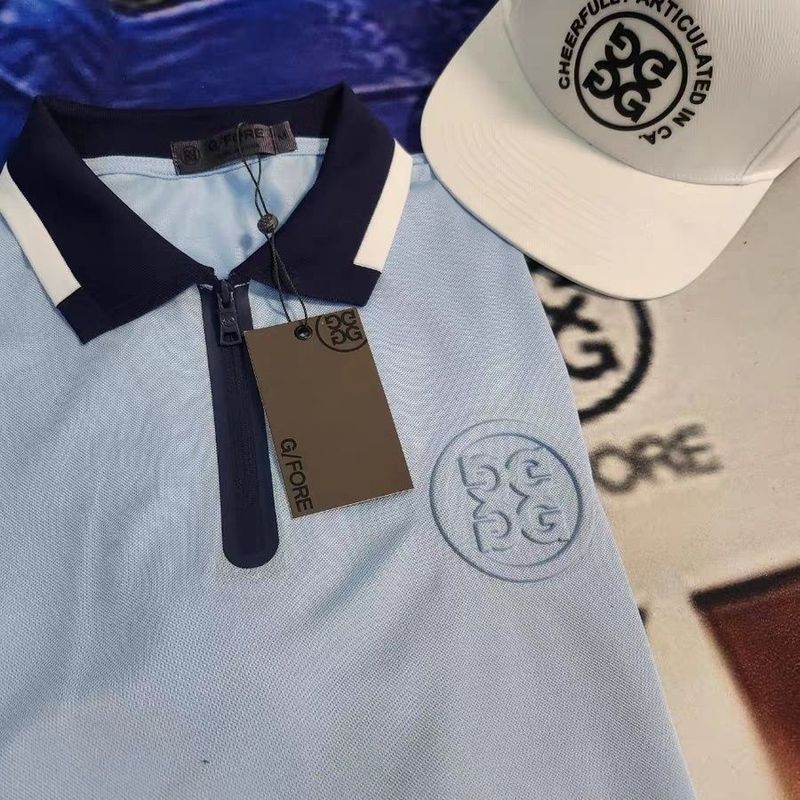 24夏季新款高尔夫新款拼色翻领男商务休闲拉链款短袖上衣|undefined
