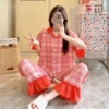0194#[Bubble cotton short-sleeved trousers suit]