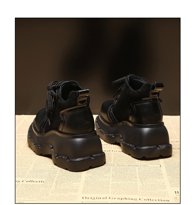 Boot nữ cổ ngắn đế xuồng tăng chiều cao phong cách thường ngày — màu đen chi tiết 17