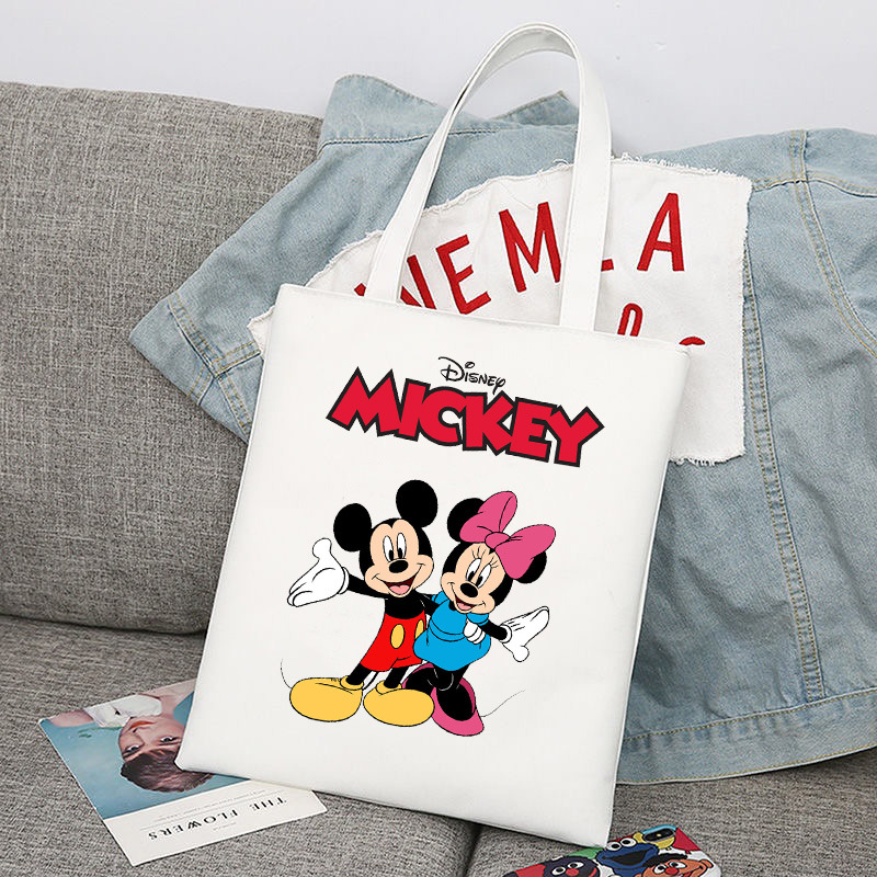 Mickey Minnie Mouse impreso bolsa de lona bolso de hombro bolso plegable bolso de compras
