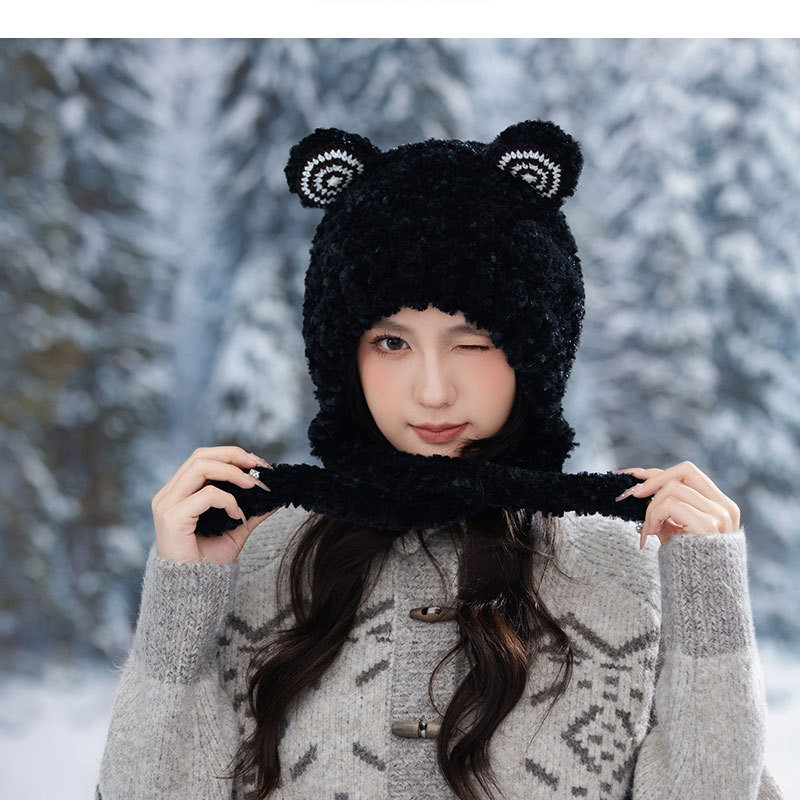 Cappello a rana in peluche da donna con paraorecchie invernali_voghion.com