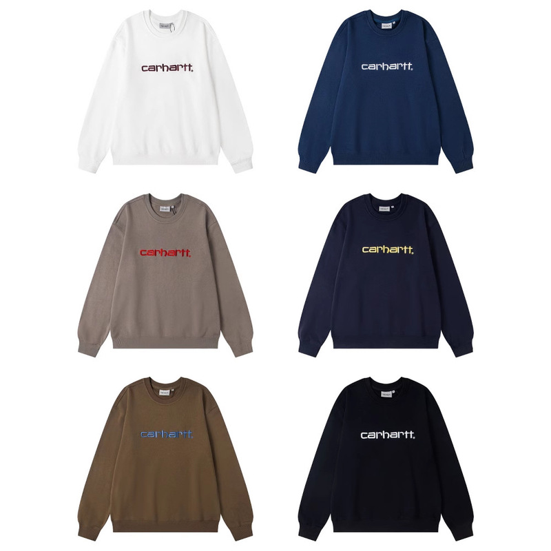 Carhartt-Wip Carhartt 24Ss Autum New Classic Embroidered Cotton Round Neck Sweatshirt for Men and Women