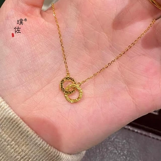 璞佐金店同款沙金碎碎冰环环相扣项链女ins简约气质设计感锁骨链