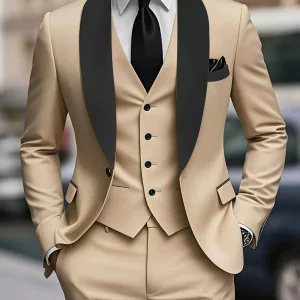 Three-Piece Set of Cross-Border Ready-Stock European and American Men's Suits, Slim-Fit Groom and Groomsman Formal Wear, African Simple Suit, Formal Attire
