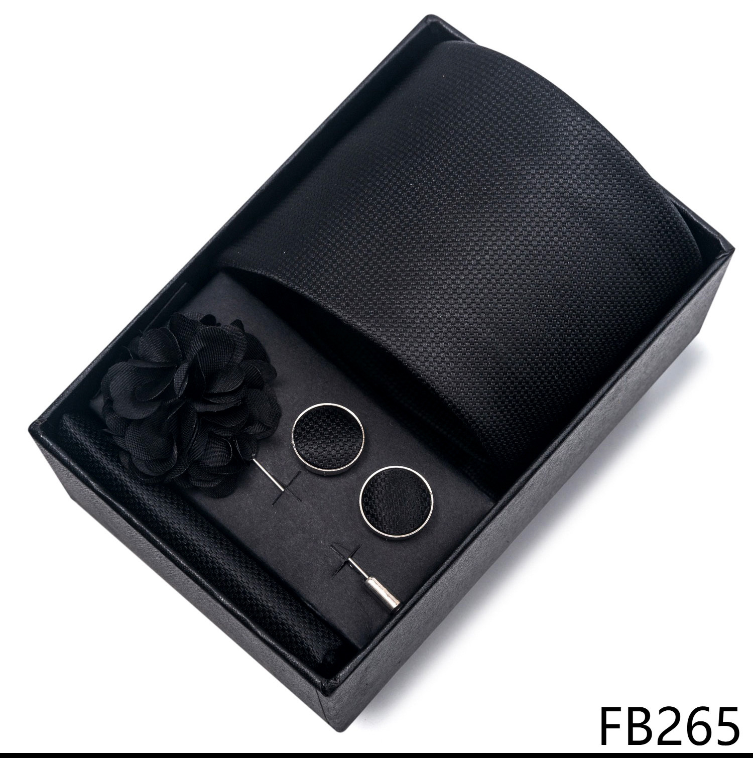 Hochzeits-Bräutigam-Feier Weinrote Krawatte, Herrenanzug-Manschettenknöpfe, Brustblumen-Accessoires-Set-Box_voghion.com