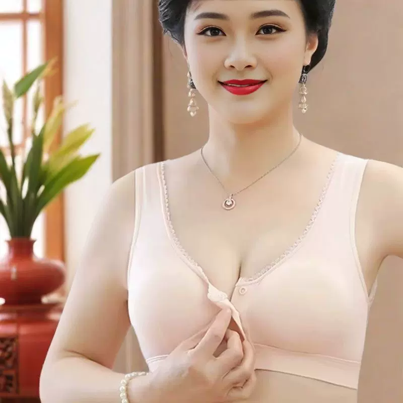 中老年舒适内衣薄款无钢圈可拆卸胸垫聚拢文胸背心大码妈妈胸罩