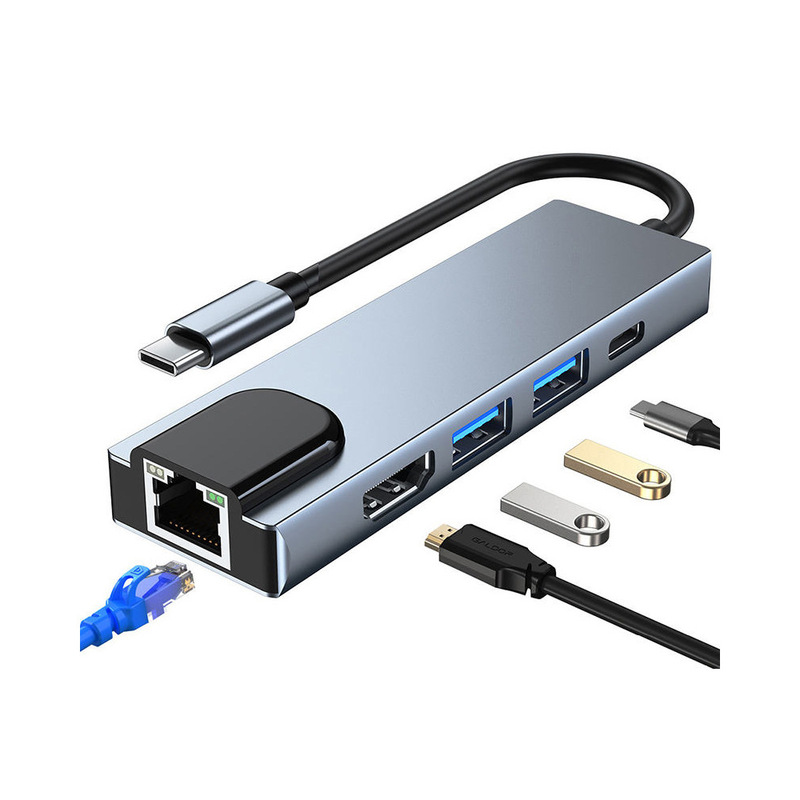 現物クロスボーダーusb cハブエクステンダー5-1macbook携帯電話type c拡張ドックハブpd付き|undefined
