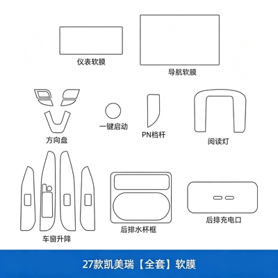 trim, center console, navigation, instrument panel, Car interior film - 27-models-of-camry-full-set-soft-film