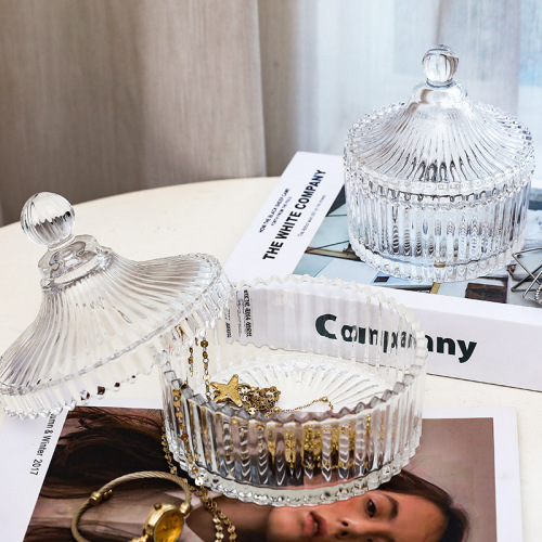 Retro glass candy jar transparent jewelry storage jar glass yurt candle holder Instagram photo prop storage jar