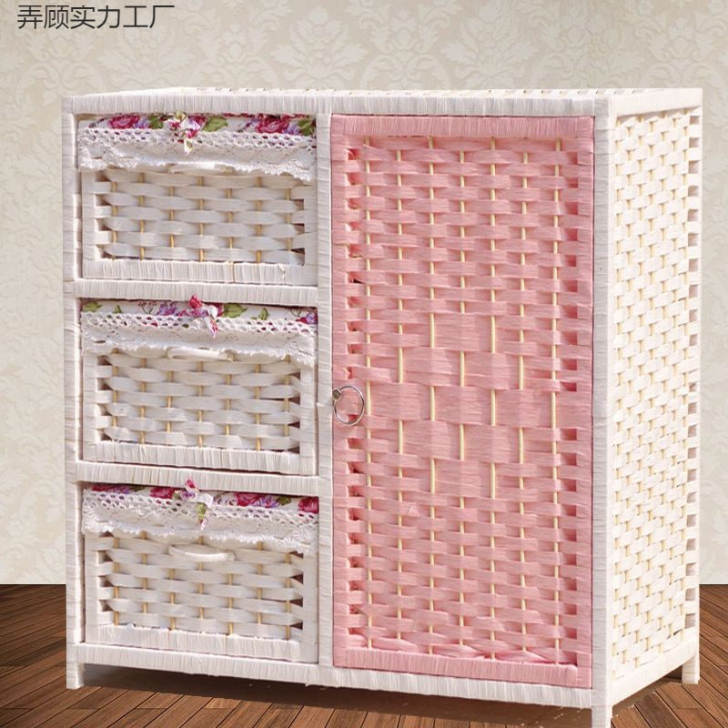 Overall Bedside Table, Baby Wardrobe, Large White Wardrobe, Multi-Layer Storage Bookshelf, Rattan Toy Storage for Children