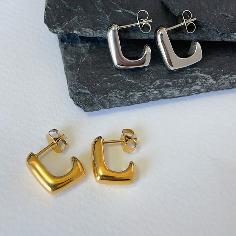 Titanium Steel Material 1 Pair Simple Style Irregular Plating Titanium Steel Ear Studs
