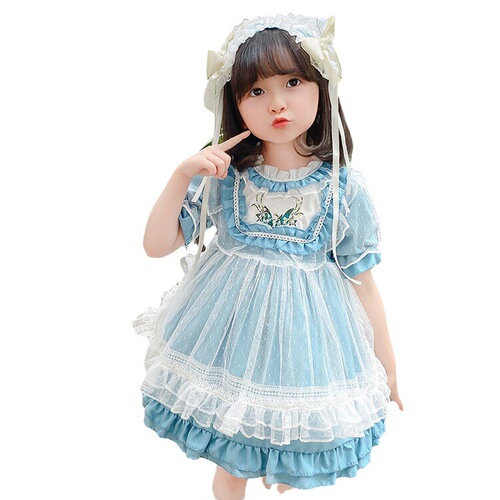 High-end Lolita Girls' Spring Collection New Puff Dress Baby First Birthday Dress, Spanish Princess Style