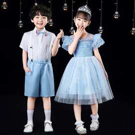 六一儿童合唱演出服男童女童亮片蓬蓬裙幼儿园毕业照朗诵表演服装