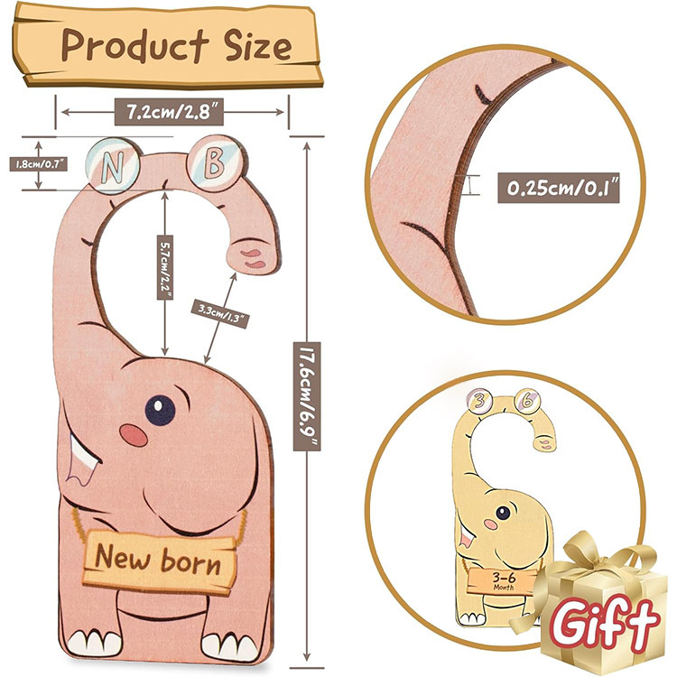 Animales de madera dibujos animados impresión doble cara armario de bebés ropa divisoria de madera creativa para el hogar colgante de madera