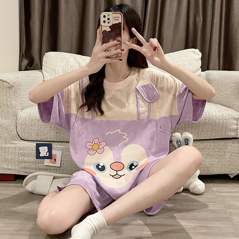 Maternity Pajamas Summer Thin Two-Piece Set Pure Cotton Plus Size Summer Nursing Pajamas Summer Short-Sleeved Postpartum Clothing Summer Style Maternity Pajamas Summer Thin Two-Piece Set Pure Cotton Plus Size Summer Nursing Pajamas Summer Short-Sleeved Postpartum Clothing Summer Style