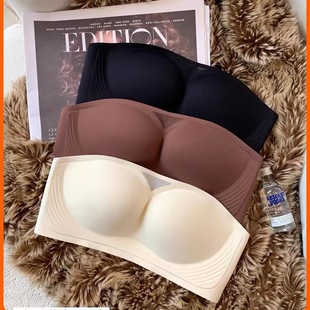 Strapless Seamless Underwear Thin Women's Summer Non-Slip Push-Up Invisible Bandeau Style Small Breasts Showing Big Beautiful Back Bra