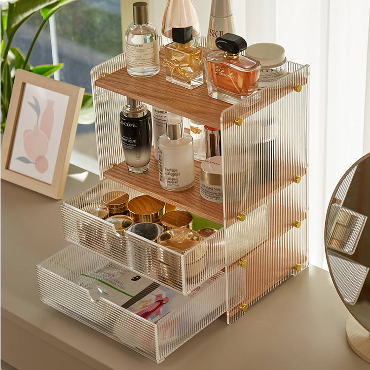 桌面亚克力口红架抽屉式护肤品香水架子透明化妆品收纳神器展示架