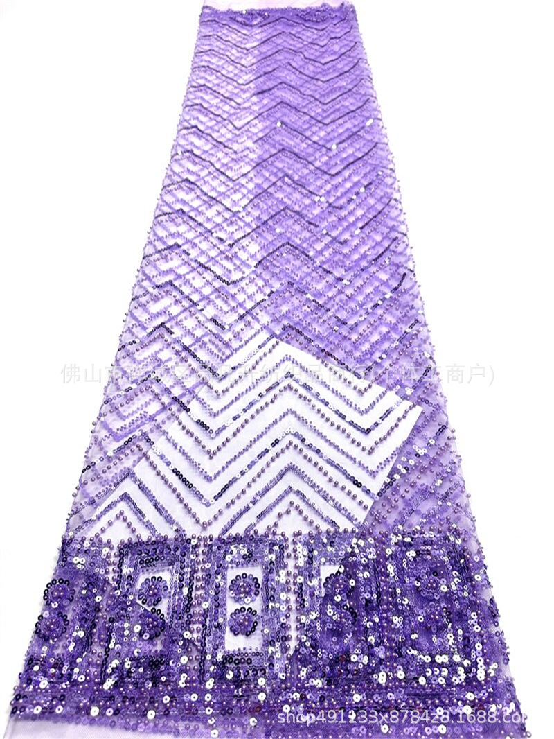 Moda nacional ropa de escenario ropa de rendimiento ropa de tela de bordado de perlas de la industria pesada sequinilla tela de bordado de perlas al por mayor