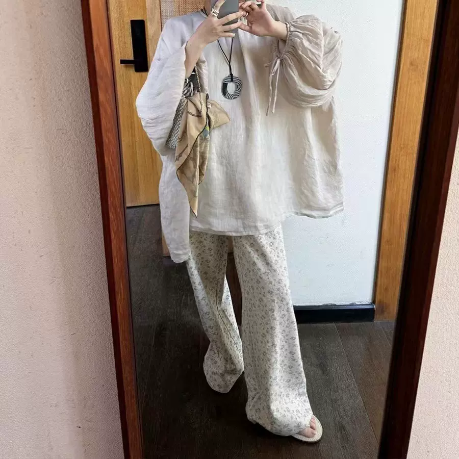 现货0wis山林 写满慵懒松弛的 进口苎麻显瘦宽松防晒罩衫上衣感女