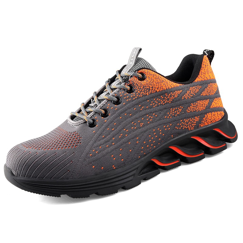 Verano transfronterizo anti-aplastante puntera de acero zapatos de protección laboral de los hombres zapatos de trabajo ligeros ZAPATOS DE TRABAJO transpirable Flyknit deportes sitio de construcción zapatos de protección