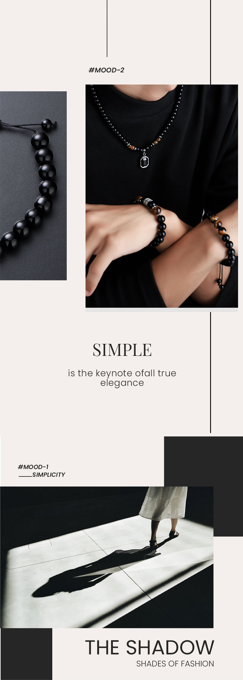 1 Piece, 1 Set Quantity Holiday, Daily Occasion Tiger Eye, obsidian Material Geometric Pattern Retro Simple Style Geometric Tiger Eye Obsidian Plating Unisex Bracelets Necklace Men Necklace Sets