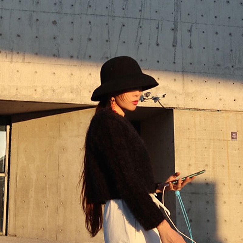 赫本毛呢帽子女秋冬韩版复古钟形盆帽黑色渔夫帽优雅法式羊毛礼帽