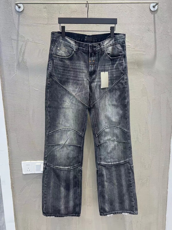 毒家版本现货高品质BL家新款破坏贴标牛仔长裤OS宽松版型男女同款|undefined