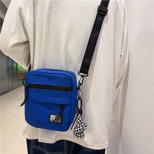 Street trend couple small shoulder bag female ins Korean style fashion casual canvas bag men's street mobile phone shoulder bag