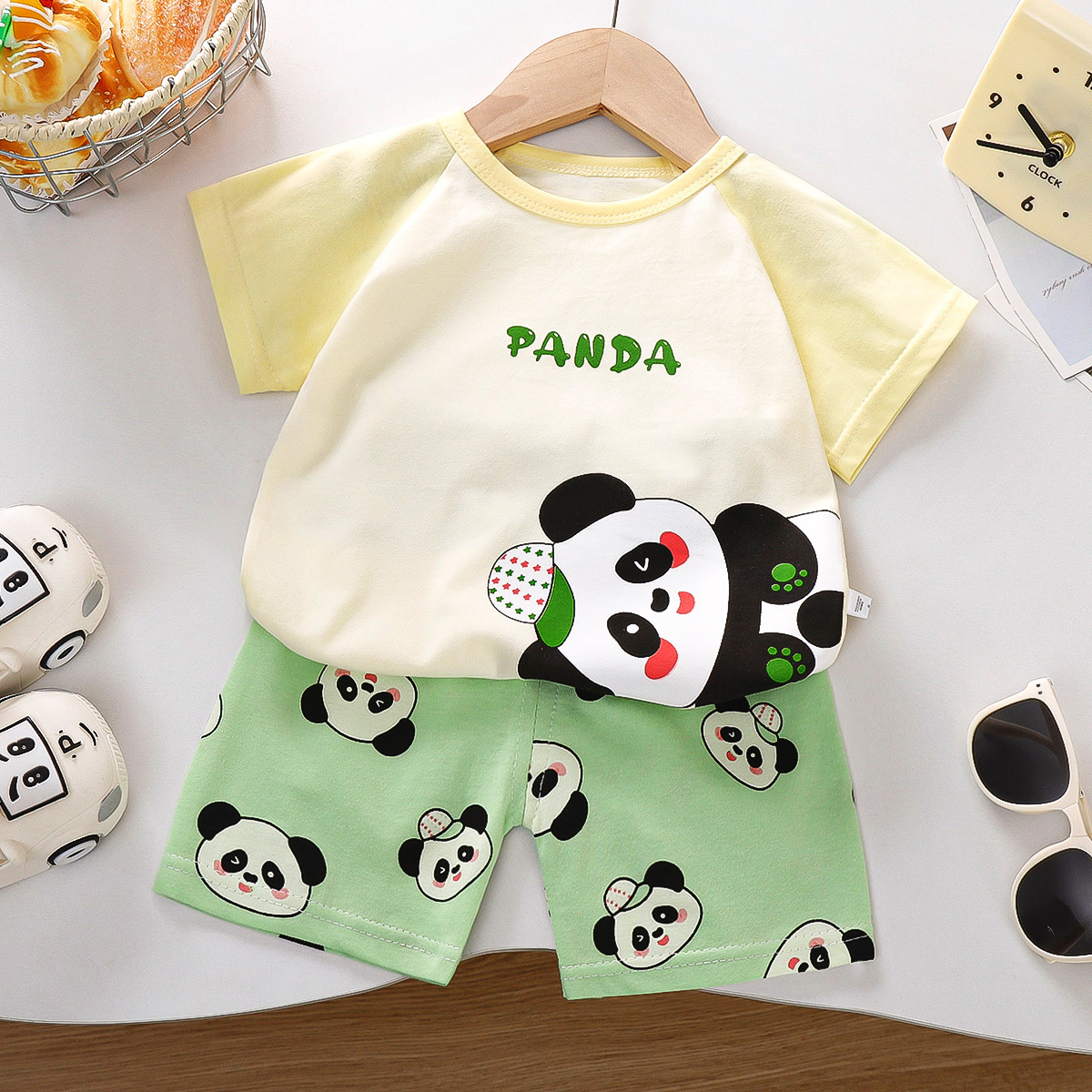Set de mangas cortas para niños algodón verano nuevo estilo coreano pantalones cortos para niños delgados ropa de verano para niñas