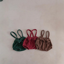 25秋季新款韩版婴儿背带裤ins圣诞节主题儿童PP裤天鹅绒背带裤