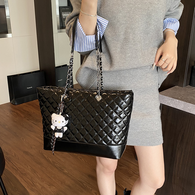高级质感大容量包包女2025新款秋冬复古单肩包菱格链条通勤托特包|undefined