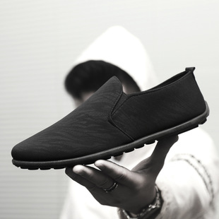 Men's New Spring and Autumn Pea Shoes Flat Lazy Shoes Slip-on British Sports Casual Men's Shoes