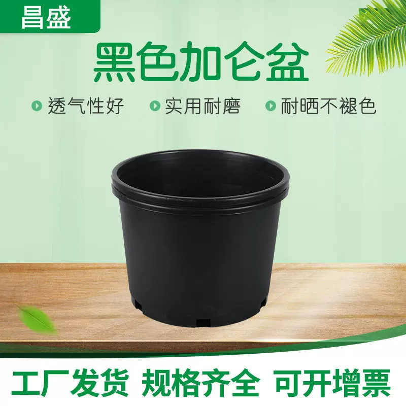 黑色加仑盆 圆形硬质加仑盆种树园林苗圃塑料花盆育苗控根加仑盆