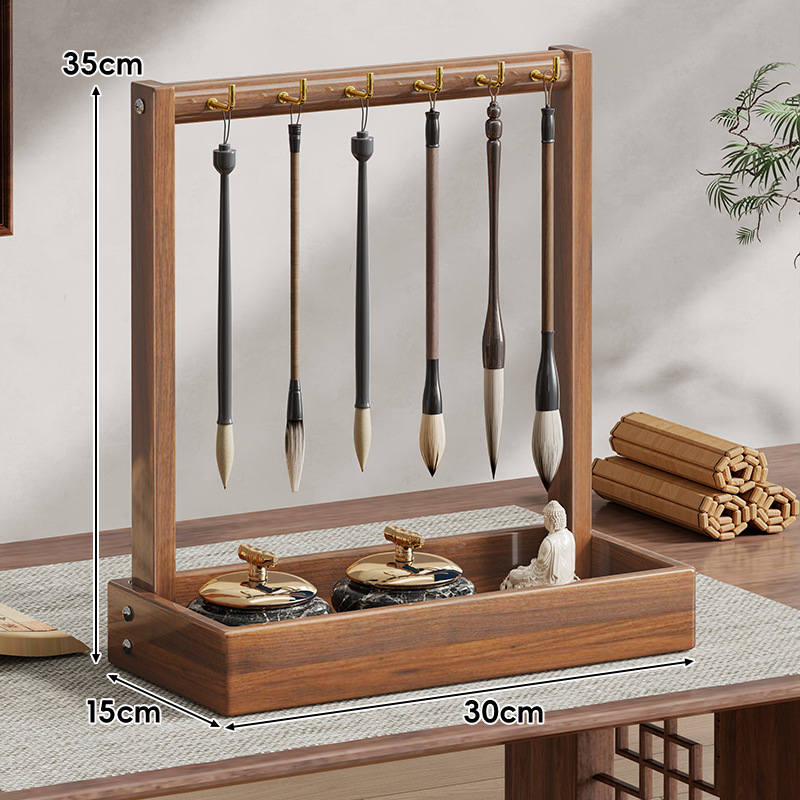 Soporte para Pinceles de Caligrafía de Madera, Multifuncional y Colgante, para Escritorio