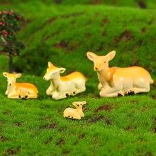 仿真可爱动物小鹿 微景观场景园艺盆景配件 树脂工艺品小鹿一家