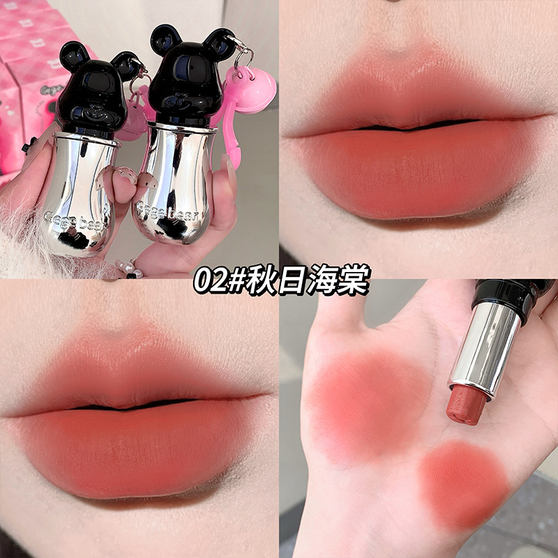 Gego osito dulce oso lindo lápiz labial de terciopelo de niebla color delicado mate de larga duración con maquillaje de brillo de labios transfronterizo