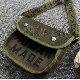 HUMAN MADE帆布包小包斜挎包包男女通用 爱心字母复古单肩马鞍包