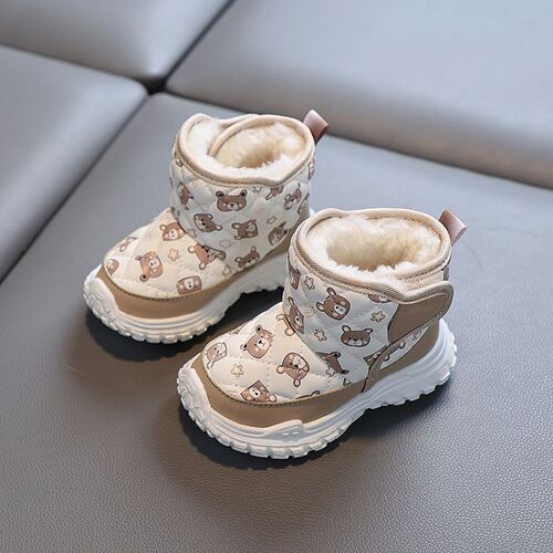 Autumn and Winter Snow Boots for Baby Boys, Fleece-Lined Cotton Shoes for Kids, Toddler First-Walker Shoes, Soft-Soled Baby Shoes for Girls, 3-Year-Olds, Winter 2